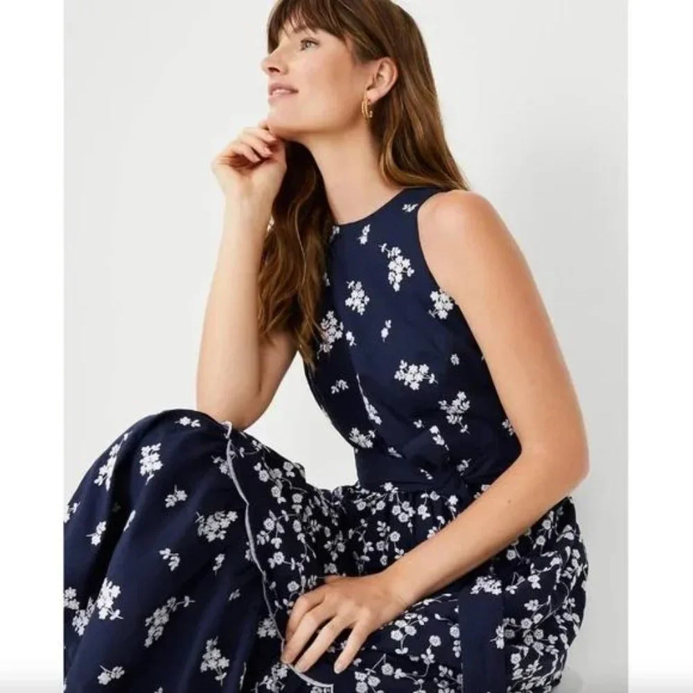 New Ann Taylor Floral Embroidered Midi Dress - Picture 3 of 3